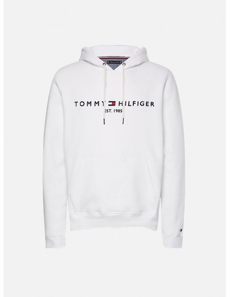 Felpa Tommy Hilfiger in Tessuto Flex - Con Cappuccio e Logo - Colore Bianco