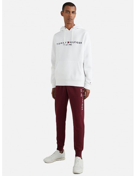 Felpa Tommy Hilfiger in Tessuto Flex - Con Cappuccio e Logo - Colore Bianco