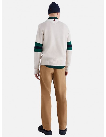 Pullover Tommy Hilfiger TH Monogram Varsity Oversize - Colore Bianco Piuma