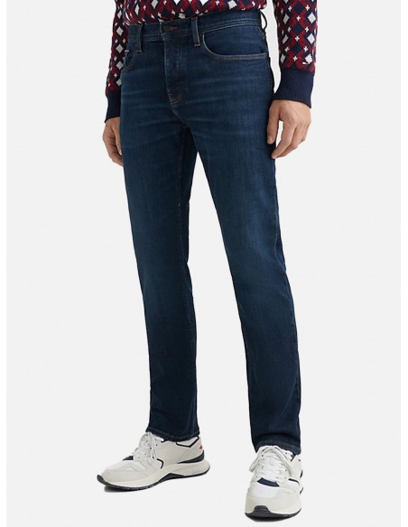 Jeans Tommy Hilfiger Denton Straight Fit con Bandierina Ricamata - Gamba 32''