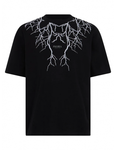 T-Shirt Uomo Phobia Grey Embroidery Lightning - Colore Nero